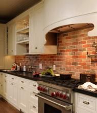 exposed brick in the kitchen