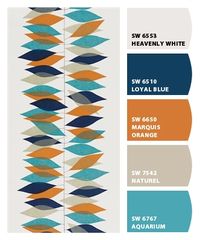 Blue and orange mid century palette. Paint colors from Chip It! by…