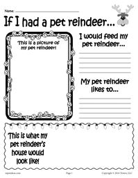 This worksheet really helps your children's imagination run wild! They will have so much fun thinking about all of the fun things that would go along with having a pet reindeer like: what they would feed their reindeer, what their pet reindeer would like to do, what their reindeer's house would look like, and of course, a place for your kids to be creative and draw a picture of what their pet reindeer would look like! If I Had a Pet Reindeer Writing Worksheet