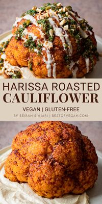 Savor the explosion of flavors with this 🔥Roasted Cauliflower🥦 dish! A gluten-free🍞, vegan 🌿 delight that pairs beautifully with a tangy Preserved Lemon Chermoula 🍋and creamy hummus🥘. Don't forget the crunch of almonds for that perfect finish. Ideal for food lovers seeking a healthy, tasty adventure!