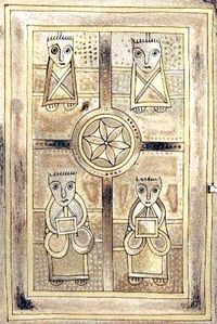 The four evangelists from The Book of Deer, a 10th century manuscript from Scotland