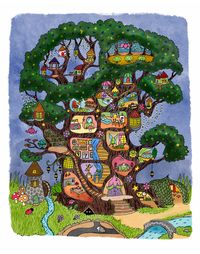 Bring your dreamy imagination to life with this beautiful illustration of a fantastical fairy tree! Let your imagination soar as you explore the breathtaking landscape and unlock its mysterious secrets - the perfect backdrop for any story to be told. Fairy Tree illustration - where your imagination takes flight! Print of an original doodle by Ms. Jodi Lynn. This was created with pen + ink + water color. Comes in 8.5" x 11"