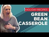 This easy southern green bean casserole recipe from Paula Deen is a traditional side dish perfect for Thanksgiving. Ingredients include green beans, mushrooms, french fried onion rings and cream of mushroom soup. Prep time is about 5 minutes and cooking time is 5 minutes at 350 °F.