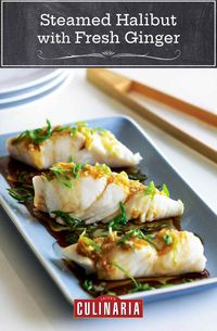 If you're looking for quick, easy, and healthy weeknight inspiration, give this steamed halibut with ginger a whirl. #fish #fishrecipes #halibut #easyrecipes #healthy #fastrecipes