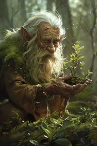 In an enchanted forest, you may stumble upon a peculiar creature known as the Gnome Druid.  With their diminutive stature and affinity for the natural world, they may seem unassuming at first glance, but make no mistake – they are a force to be reckoned with.