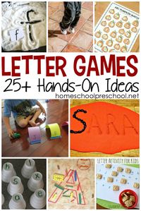 Preschoolers learn best with hands-on activities, and these hands-on letter games are a great way to work on letter recognition and letter sounds.    #lettergames #alphabetgames #preschoolliteracy via @homeschlprek