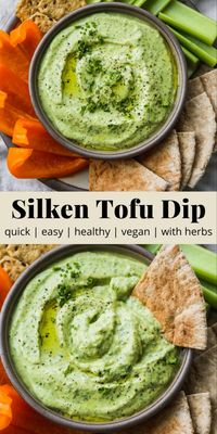 This creamy, vegan herbed tofu dip is perfect for veggies, crackers, or used as a spread on sandwiches or pita wraps. It’s made with simple, nutritious ingredients like silken tofu, fresh herbs, spices, lemon, and nutritional yeast. You can have this easy recipe ready in just 15-minutes!