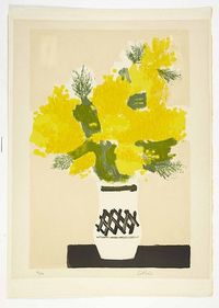 Bernard CATHELIN	 1919-2004 Ensemble de 2 lithographies | "Bouquet jaune" et "Bouquet sur fond rouge" Lithographies en couleurs signées et numérotées respectivement 44/140 et 8/165 , 75 x 53 cm, 76 x 55 cm