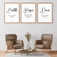 Faith Hope Love Christian Wall Art Set of 3 Bible Verse | Etsy