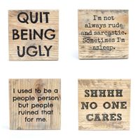 Rude Pallet wood coasters. Unique Wood coasters. by starlightwoods #unique #gift #housewarming #coasters #wood #pallet #handmade #funny #quotes