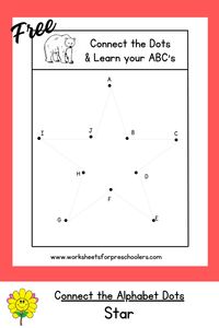 This free printable connect the alphabet dots worksheet star shape is a fun activity for preschoolers are learning their alphabets and shapes. Download now and add our tracing a star activity sheet to your preschool Shape activities lesson plan.