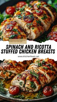 Looking for a wholesome dinner idea? This spinach and ricotta stuffed chicken is perfect for a healthy yet indulgent meal! Impress your guests or enjoy a cozy family dinner.