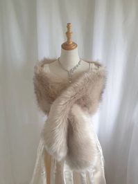 LARGE Beige With Brown Tips Faux Fur Bridal Wrap, Wedding Bridal Wrap, Wedding Bolero, Fur Wrap, Wedding Shawl - Etsy Australia