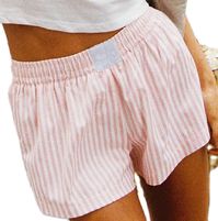 PRICES MAY VARY. Material: Boxer shorts for women are made of high quality polyester blend. Low rise shorts for women are breathable and skin-friendly.Womens pj shorts, Casual Striped Pj Bottom women teen girls going out shorts. Feature: 2024 stripe pajama shorts for women, y2k micro shorts, wide leg pj pants for teen girls, button decor sleep shorts women, Elastic waistband with letter label, low waist, stripe print, button front, loose fit.Cute lounge shorts pajama bottoms. Style: Low rise, re