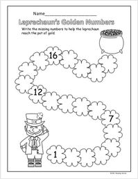 Free March Kindergarten Number Writing Practice - St. Patrick's Day