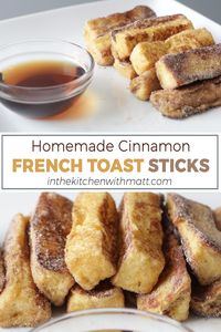 This recipe for homemade cinnamon French toast sticks is so awesome. If you love French Toast you are going to love this spin on a classic breakfast. #cinnamon #frenchtoast #breakfastideas