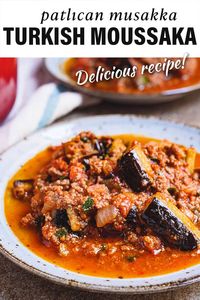 Delicious recipe for Turkish style moussaka - a simple casserole of minced meat, aubergine and tomato. Super tasty and perfect for midweek dinners!