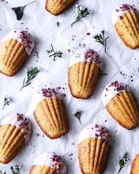 Frangipane Madeleines with Hibiscus Glaze