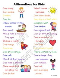 Affirmations for Kids Poster - Etsy