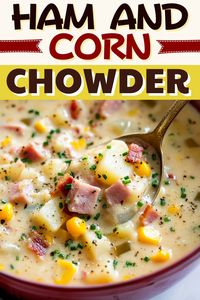 This easy ham and corn chowder is hearty, creamy, and delicious! With tender chunks of ham, potatoes, celery, onion, and sweet corn, it's a true delight.