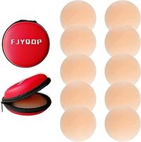 FJYQOP Silicone Nipple Covers - 5 Pairs, Women's Reusable Adhesive Invisible Pasties Nippleless Covers Round