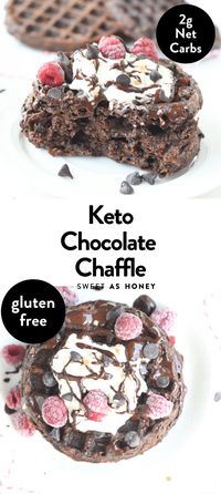 Keto Chocolate chaffle recipe is an easy keto breakfast for chocolate lovers. A cheese waffle with chocolate flavor and only 2g net carb each, NO cheese flavor, all the fat you need to starts the day, gluten-free