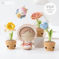 Flower Crochet Pattern Amigurumi Bouquet Bellflower, Narcissus, Gerbera, Daffodil, Flowers in Pots Pattern Butterfly PDF Mini Kingdom Kawaii - Etsy