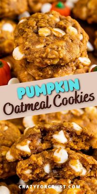 Pumpkin Oatmeal Cookies are soft and chewy and so easy to make! It's all about the fall spices and flavors in this recipe!