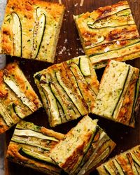 Zucchini cheese muffin slab