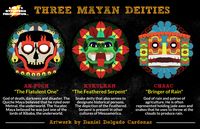 A look at three of the main Mayan deities of Mesoamerica, with beautiful artwork by Daniel Delgado Cardenas! #AhPuch #Kukulkan #Chaac #MayanGods #MayanMythology #Mythology #MrPsMythopedia https://www.facebook.com/MrPsMythopedia/