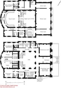 Middlesex Sessions House. Ground- and first-floor plans in the 1850s