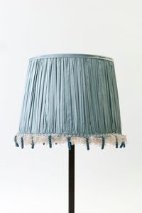 FRENCH BLUE SILK TRIMMED TABLE LAMP SHADE