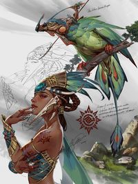 ArtStation - Emerald Warrior with Falcon-Iguana, Wenmo Zhang