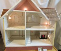 Pic 2 of 2 ~ Beautiful Handcrafted Dollhouse Wired w/ Electric Lights Built Complete Finished | eBay