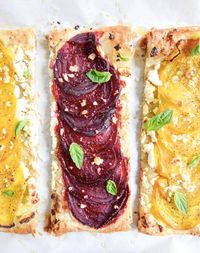 Beet, Goat Cheese and Honey Tarts  (and 10 More Easy Recipes You Can Make with Puff Pastry)   #puffpastry #recipe