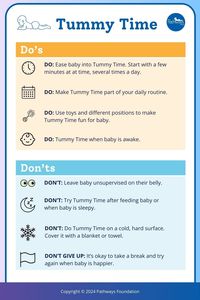 Tummy Time is baby's first exercise! It helps baby meet developmental milestones and develop the core muscles of the neck, back, and shoulder. Keep these tips in mind when introducing baby to Tummy Time. For more FREE resources and information on Tummy Time, head over to Pathways.org. #TummyTime #BabyMilestones #ParentingTips #FreeResources #Pathwaysorg