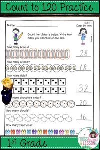 1st Grade Math practice for Number Lines, Hundreds Charts, Object Counting, Word Problem Solving, and Assessments. No fluff, no prep, printer friendly, at your fingertips! Check out the preview today!