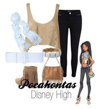 "Pocahontas (Disney High)" by amarie104 ❤ liked on Polyvore featuring Disney, River Island, Miss Selfridge, Nookie, CÃLINE and Nine West