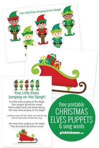 Five Little Elves Christmas Song - Free Printable Puppets - Picklebums