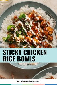 Fill up on satisfying protein and flavor with these Sticky Chicken Rice Bowls. Between the bowl base, the delicious sticky sauce, and the spicy mayo drizzle, you can expect this to become your new favorite meal.