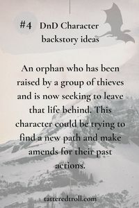 DnD character backstory ideas | d20 | DnD ideas | DnD inspiration | DnD tips #d20 #dndideas #DM #dnddice #metaldice #d&d #dnd #dungeonsanddragons #e #rpg #ttrpg #fantasy #d #dice #tabletopgames #art #dungeonmaster #criticalrole #dndcharacter #tabletop #dndart #tabletoprpg #pathfinder #digitalart #fantasyart #dnddice #dndmemes #dungeonsanddragonsart #tabletopgaming #warhammer #roleplay #miniatures #diceporn #cosplay #illustration #polyhedraldice