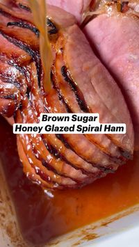 Celebrate the holiday season with glazed spiral ham! Spiral ham is glazed to sticky sweet perfection and then caramelized in the oven for juicy pork with crispy edges. #ham #spiralham #easter #eastersunday #sundaydinner #hamrecipe