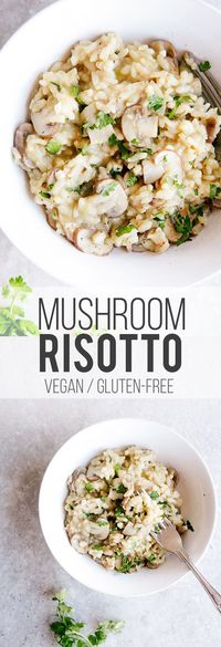 Creamy Mushroom Risotto (Vegan + GF)