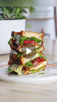 Sam Schnur on Instagram: "Crispy Chicken Pesto Melt☺️"