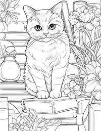 Cute cat coloring page