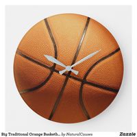 Big Traditional Orange #basketball  Wall #clock