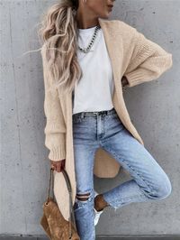 Khaki Casual Collar Long Sleeve Fabric Plain  Embellished Slight Stretch Spring/Fall Women Clothing