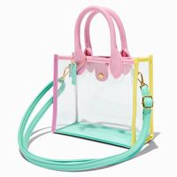 Stash all your essentials in this stylish tote, perfect for shopping, travel, or school! The clear tote is trimmed with pastels and has both a detachable crossbody strap and top handles. Adjustable/detachable crossbody strap8W x 7H in.20.32W x 17.78H cm.Material: TPU - Claire's Pastel Colorblock Clear Crossbody Tote Bag