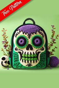 The crochet sugar skull backpack is a vibrant and eye-catching accessory, perfect for adding a touch of festive flair to any outfit. This intricate design features bold colors and detailed patterns, making it both a functional item and a piece of art