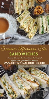 Summer Afternoon Tea Sandwiches (egg salad chutney, watercress cucumber, jam cheese)